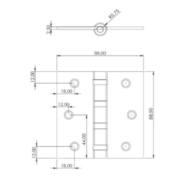 Pack 3 Bisagras Acero ODIS 3,5″ x 3,5″ x 2,0 mm – Bronce