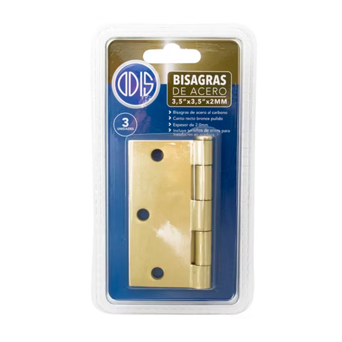 Pack 3 Bisagras Acero ODIS 3,5″ x 3,5″ x 2,0 mm – Bronce