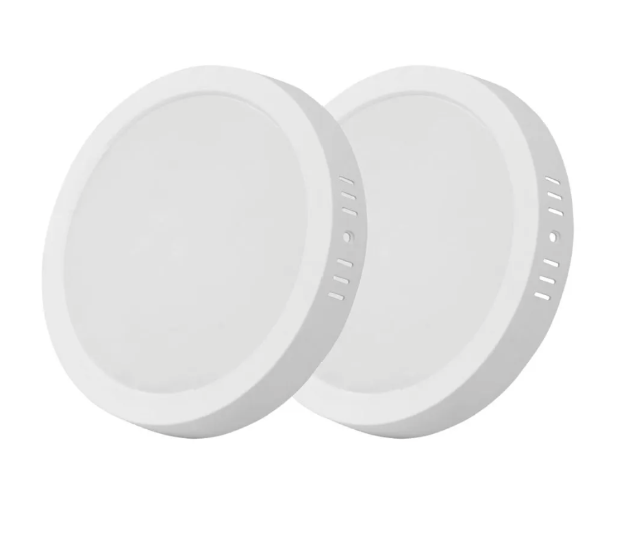 Pack x2 Panel LED 18W Redondo Sobrepuesto Luz Fría