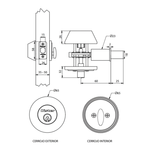 Cerrojo Tubular Oister 103 - Níquel