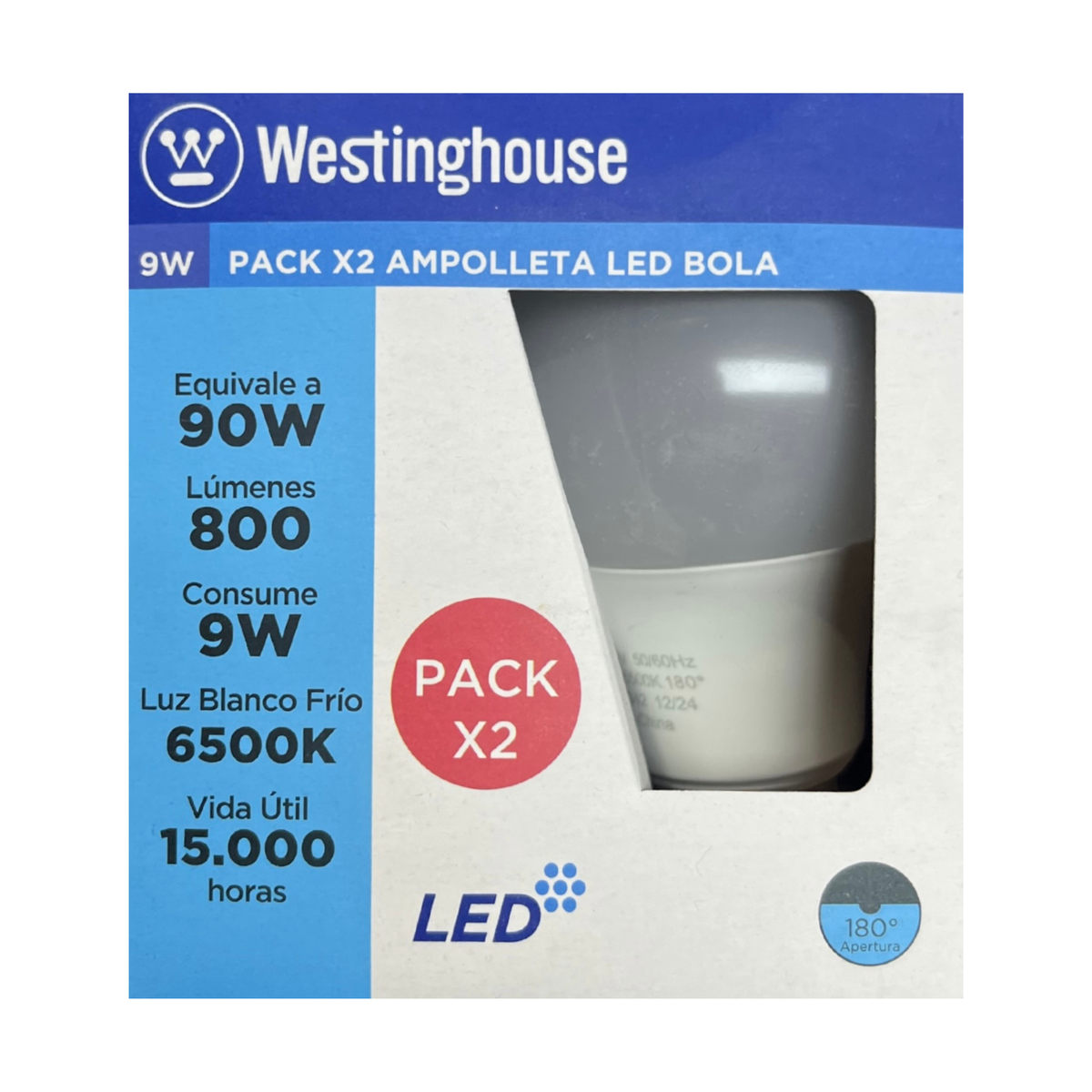 Pack x2 Ampolletas LED Bola - Luz Fría
