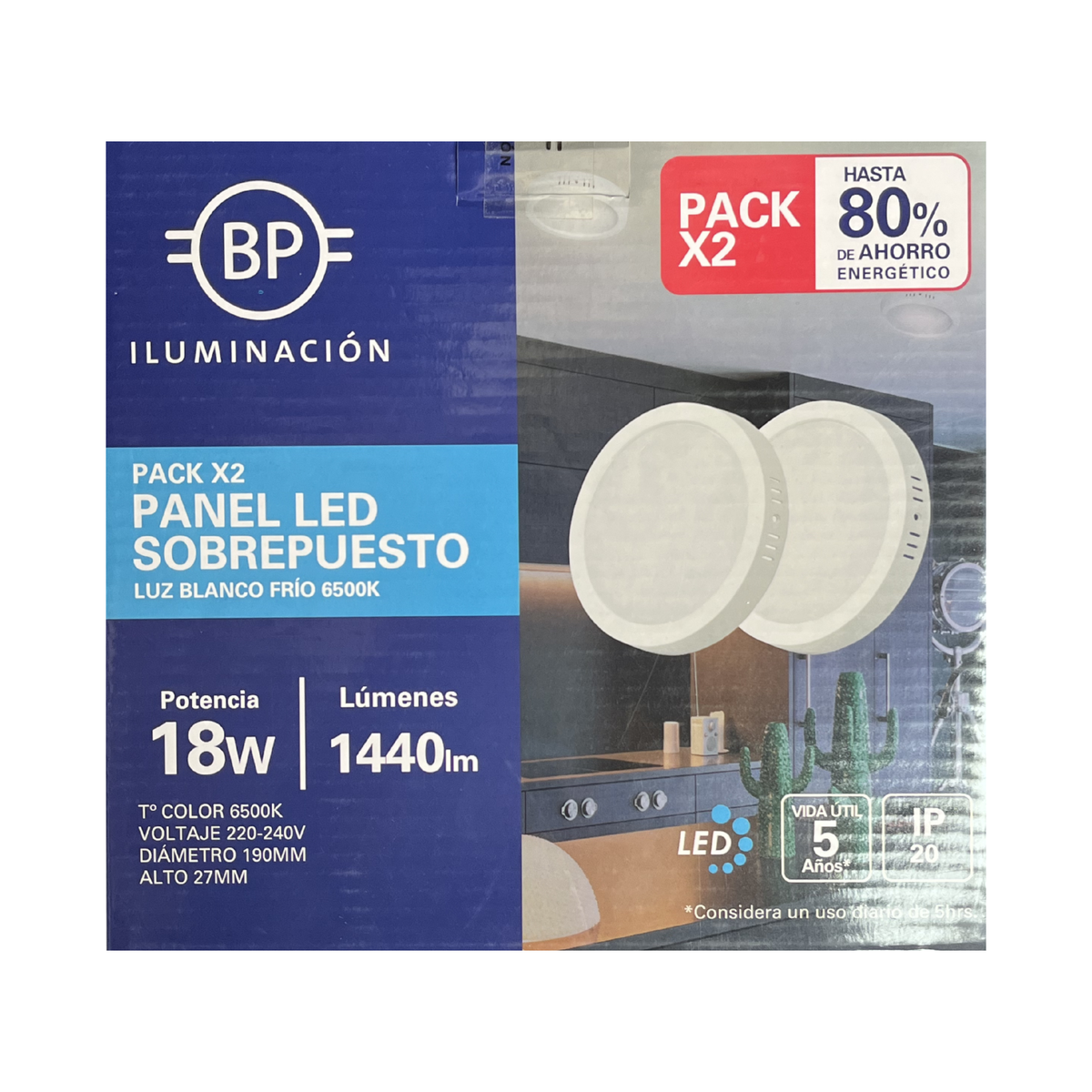 Pack x2 Paneles LED 12W Unilux - Luz Fría