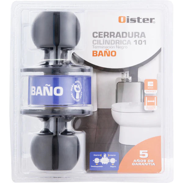 Cerradura Cilíndrica Oister 101 Baño – Negro