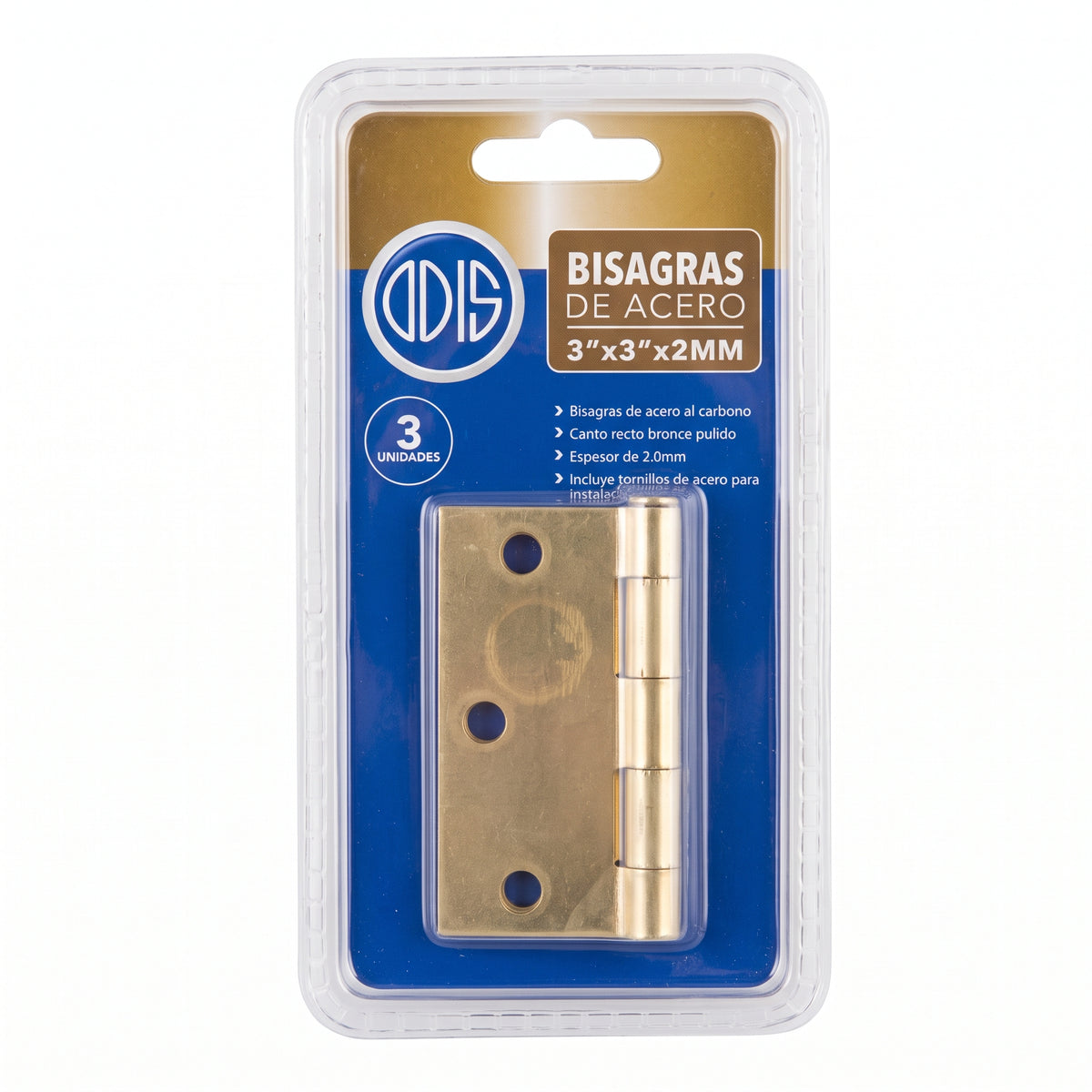 Pack 3 Bisagras de Acero ODIS 3″ x 3″ x 2,0 mm – Bronce