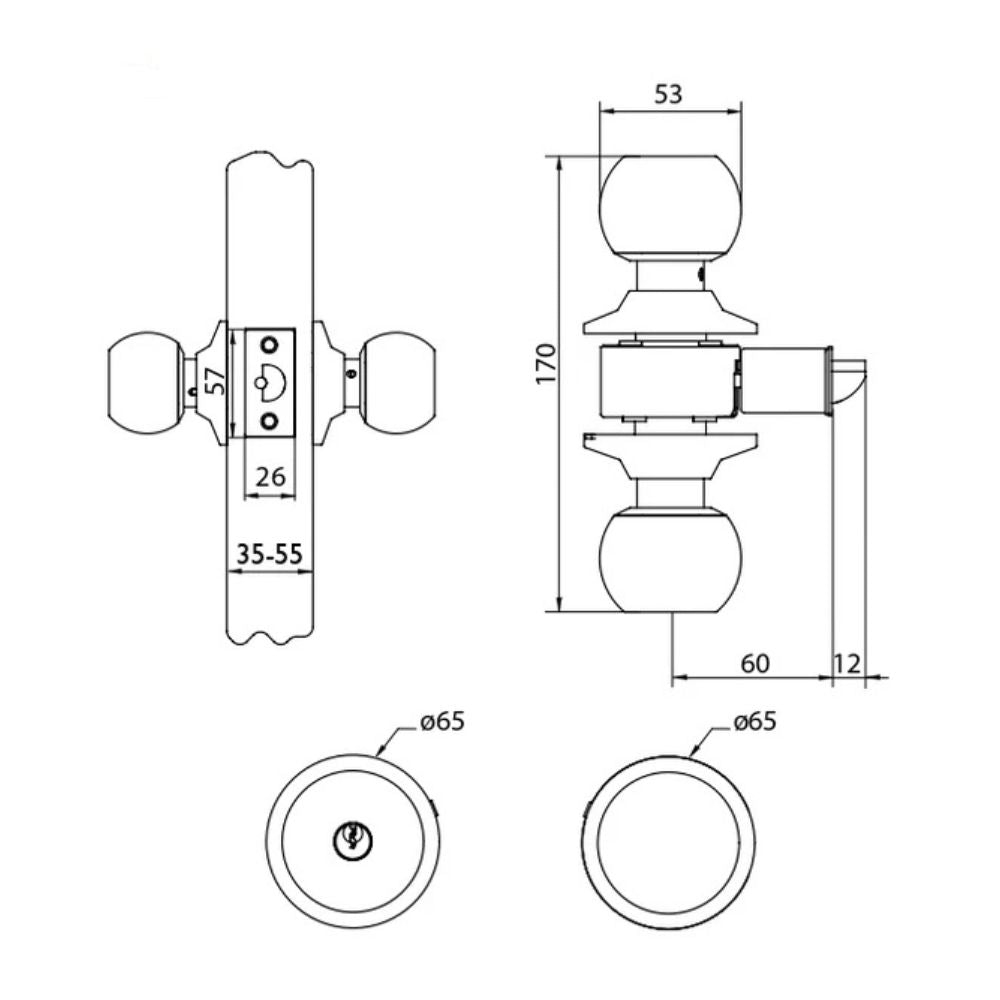 Cerradura Cilíndrica Oister 101 Baño – Negro