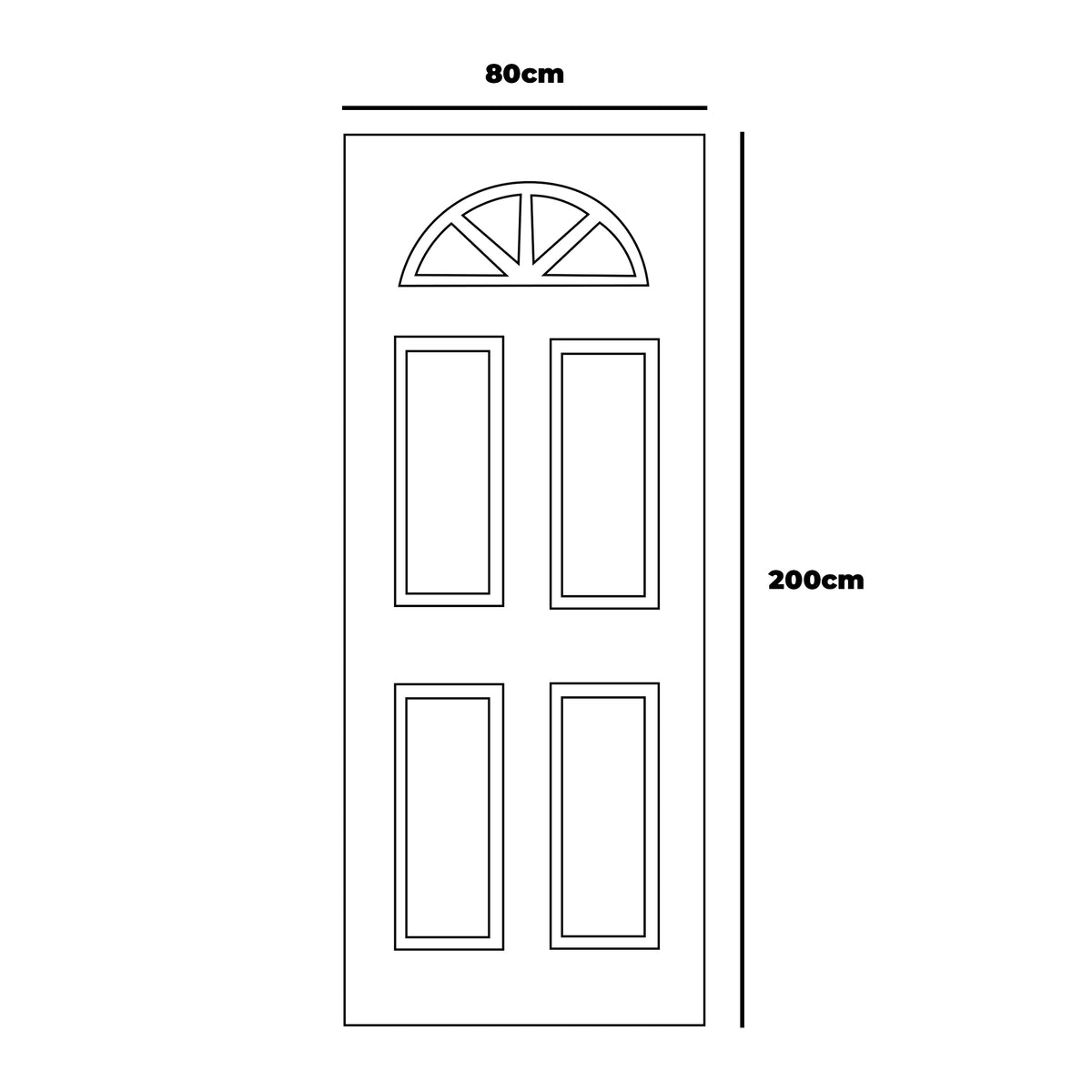 Puerta 80x200 cm - Pino Ibiza - Media luna