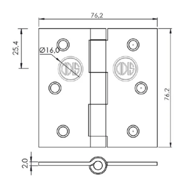 Pack 3 Bisagras de Acero ODIS 3″ x 3″ x 2,0 mm – Plata