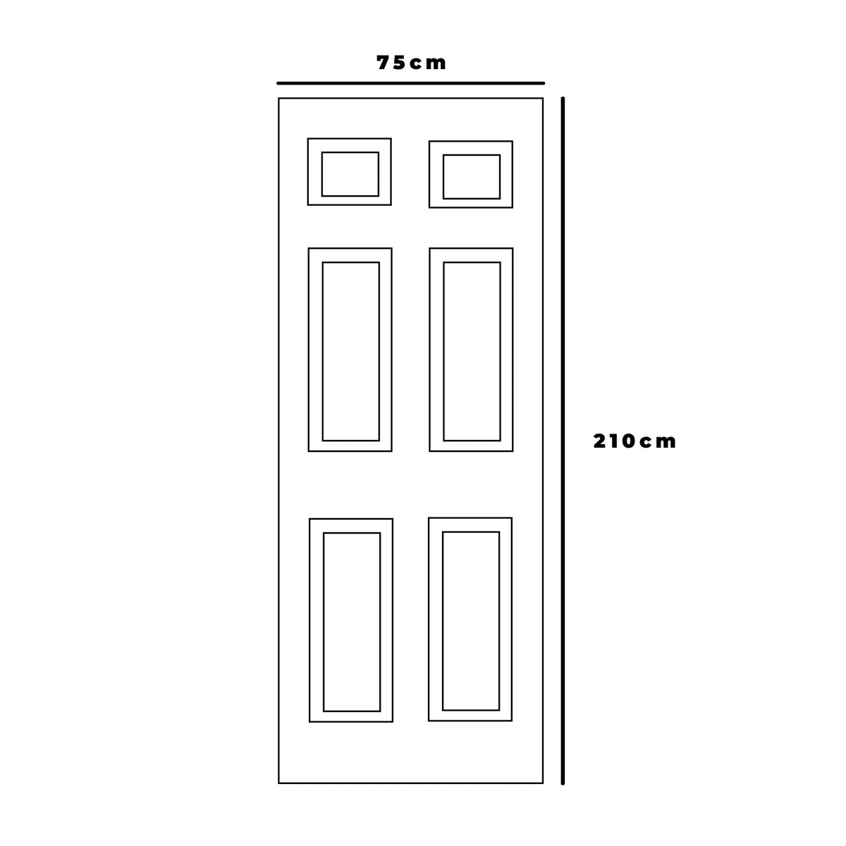 Puerta 75x210 cm - 6 Paneles - Prepintada Blanco