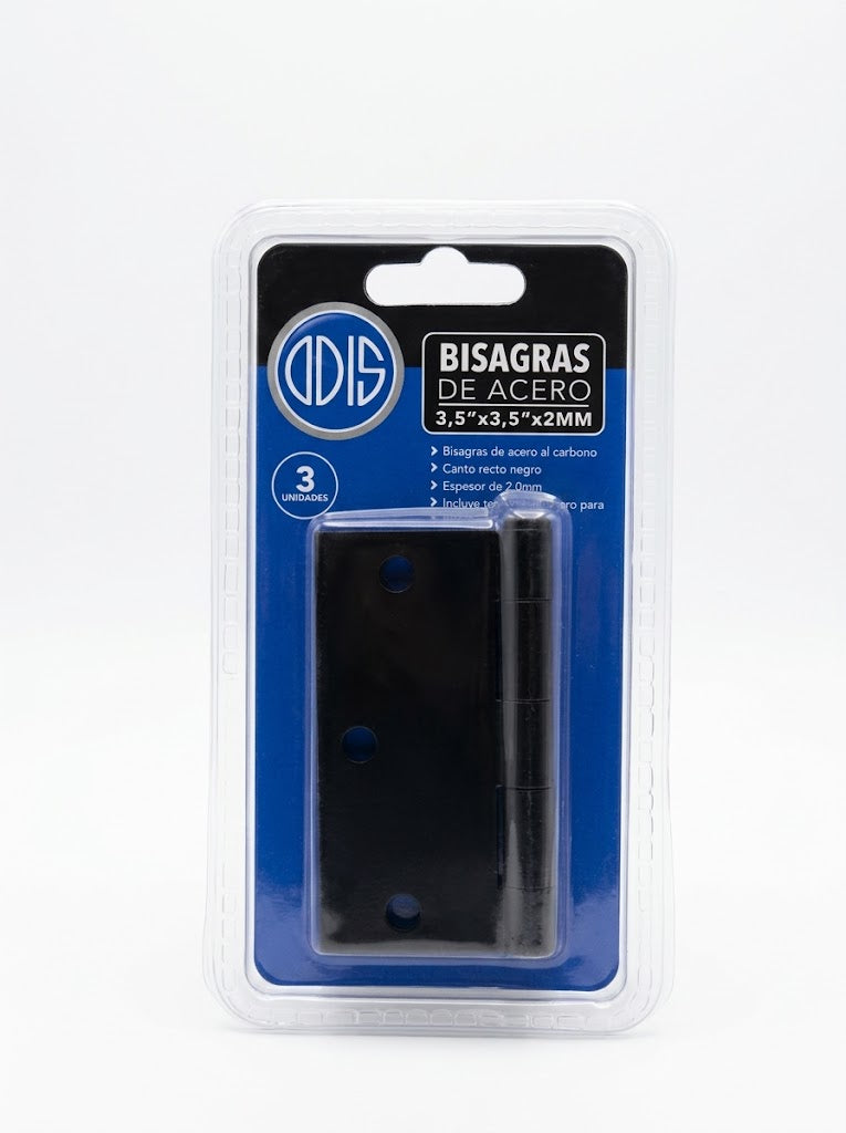 Pack 3 Bisagras de Acero ODIS 3,5″ x 3,5″ x 2,0 mm – Negro