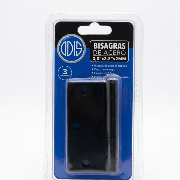 Pack 3 Bisagras de Acero ODIS 3,5″ x 3,5″ x 2,0 mm – Negro